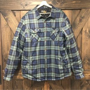 Jonvidesign Mens quilted long sleeve plaid shirt jacket 2XL
